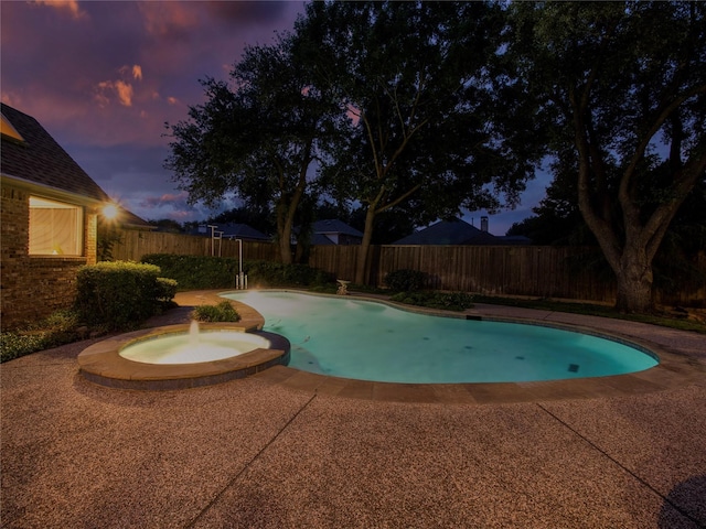 4541 Salerno Cir, Plano, TX 75093 - view of pool featuring a fenced backyard, a pool with connected hot tub, and a patio area