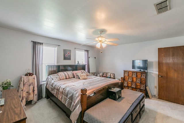 109 Honeysuckle, Paradise, TX 76073 - bedroom featuring light carpet and ceiling fan