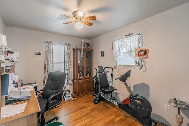 109 Honeysuckle, Paradise, TX 76073 - office featuring ceiling fan and light wood-type flooring