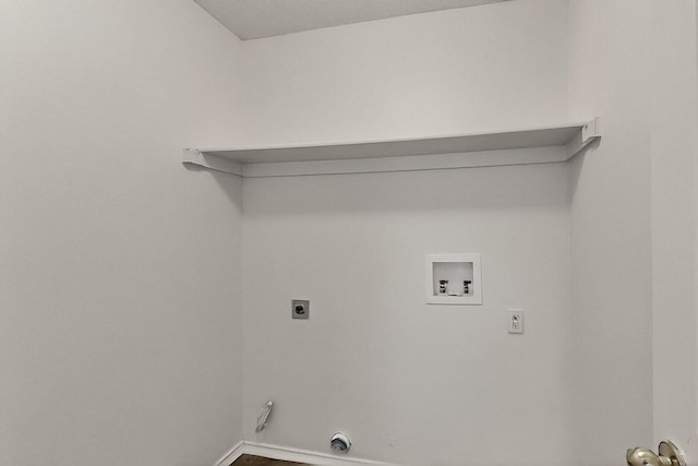 232 Cotton Wood Ct, Rockwall, TX 75032 - washroom featuring washer hookup, electric dryer hookup, baseboards, and wood finished floors