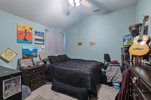 809 Fox Run Trl, Saginaw, TX 76179 - carpeted bedroom with vaulted ceiling and ceiling fan