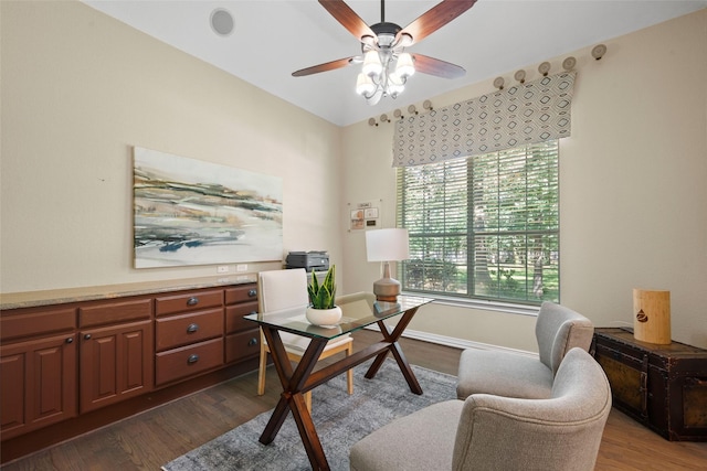 710 Eagles Landing Blvd, Oak Point, TX 75068 - office featuring dark wood-type flooring and a ceiling fan