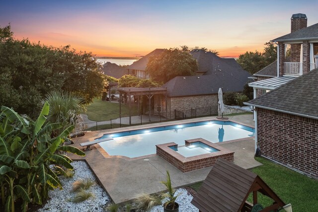 121 Lafayette Lndg, Heath, TX 75032 - view of pool featuring a patio area, an in-ground hot tub, and a fenced backyard