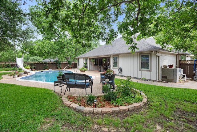 5132 Wedgefield Rd, Granbury, TX 76049 - view of pool featuring a water slide and a patio