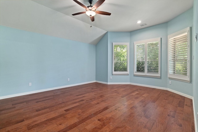 413 Sloan Creek Pkwy, Fairview, TX 75069 - bonus room with ceiling fan, wood finished floors, baseboards, vaulted ceiling, and recessed lighting