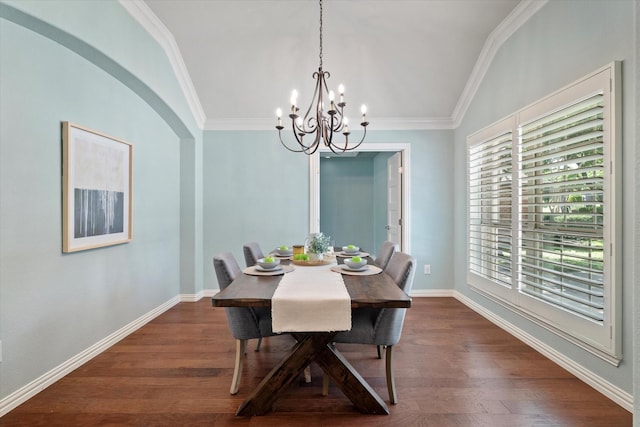 413 Sloan Creek Pkwy, Fairview, TX 75069 - dining space featuring a chandelier, crown molding, dark wood-style flooring, and baseboards