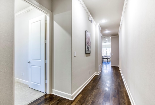 5005 Meridian Ln Unit 3102, Addison, TX 75001 - hallway with dark wood-type flooring, crown molding, baseboards, and recessed lighting