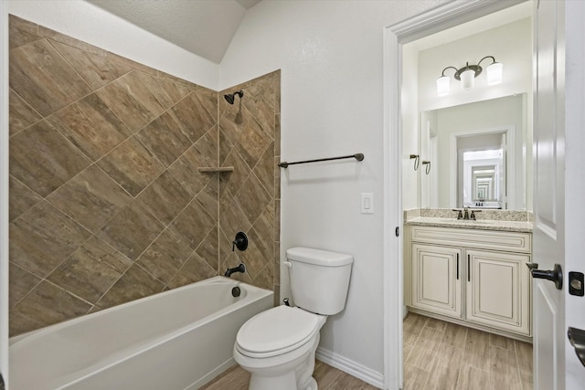 1032 Pinnacle Ridge Rd, Fort Worth, TX 76052 - bathroom with toilet,  shower combination, wood finished floors, and vanity