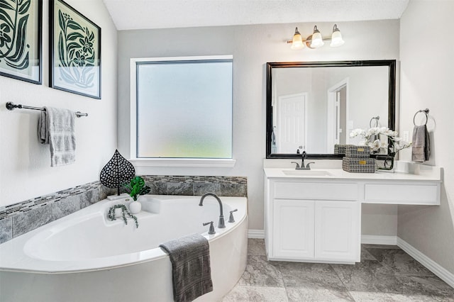 3501 Thorp Springs Dr, Plano, TX 75025 - full bathroom with a garden tub, baseboards, and vanity