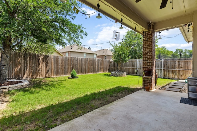 9812 Beaver Dam Ln, Mckinney, TX 75071 - view of yard with a ceiling fan and a patio area