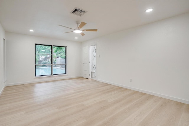 2317 Vega St, Grand Prairie, TX 75050 - empty room featuring light wood-style flooring, ceiling fan, and recessed lighting