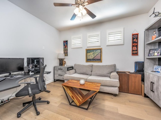 217 Fulton St, Oak Point, TX 75068 - office featuring a ceiling fan and light wood finished floors