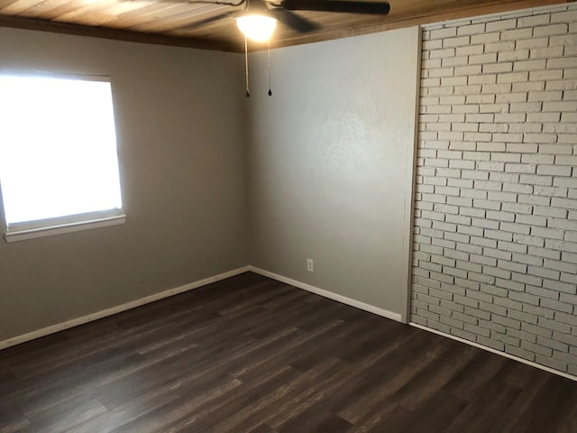 2149 Fleur De Lis Ct Unit 4, Arlington, TX 76012 - empty room with a ceiling fan, dark wood finished floors, baseboards, and wooden ceiling