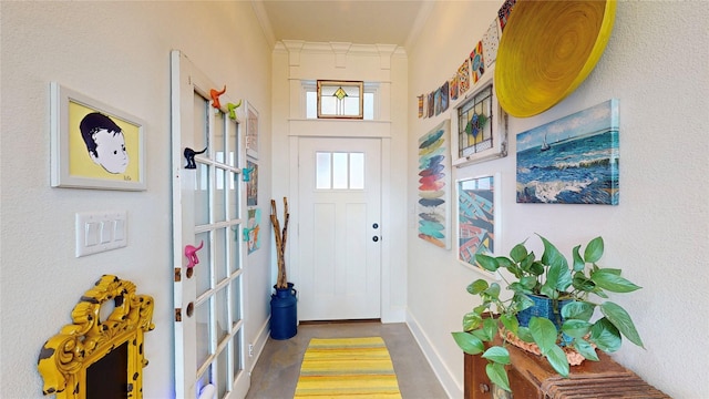 18358 Timber Oaks Dr, Lindale, TX 75771 - foyer with baseboards, crown molding, and french doors