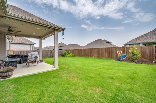 1408 Arrowwood Dr, Aubrey, TX 76227 - view of yard featuring a patio area and ceiling fan