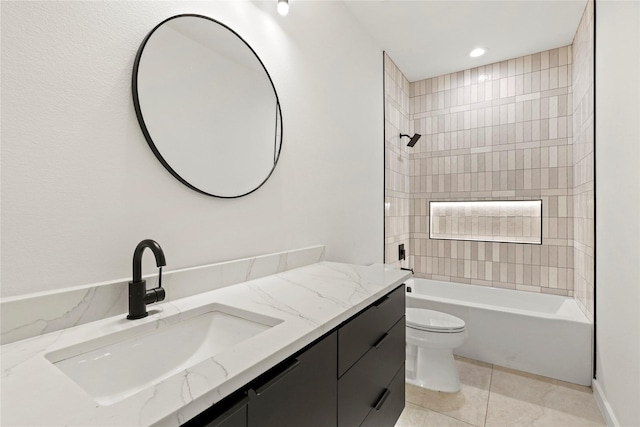 2508 Kool Ave, Dallas, TX 75241 - bathroom featuring vanity, toilet, shower / washtub combination, and tile patterned flooring
