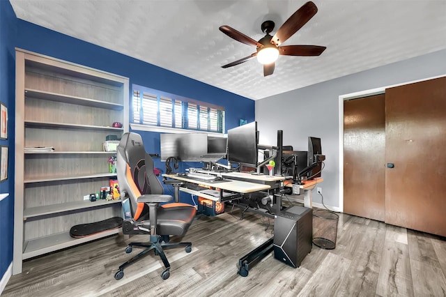 1225 Oak Meadows Dr, Dallas, TX 75232 - office with ceiling fan, wood finished floors, and baseboards