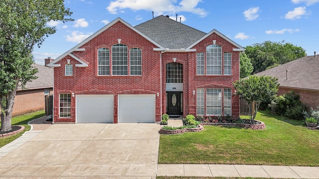 836 Stafford Station Dr, Saginaw, TX 76131 - view of front of house with brick siding, a garage, a front yard, and driveway
