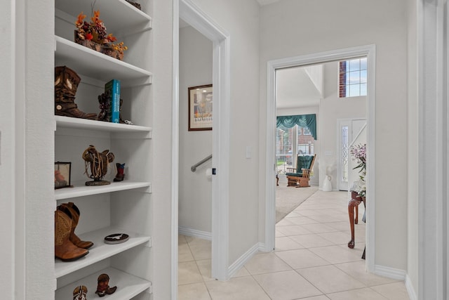 836 Stafford Station Dr, Saginaw, TX 76131 - hall featuring light tile patterned flooring and baseboards