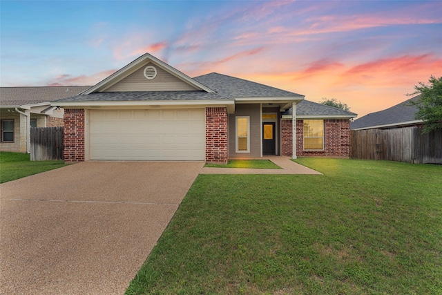 10121 Salem Way, Waco, TX 76708 - ranch-style house with brick siding, concrete driveway, an attached garage, and a shingled roof
