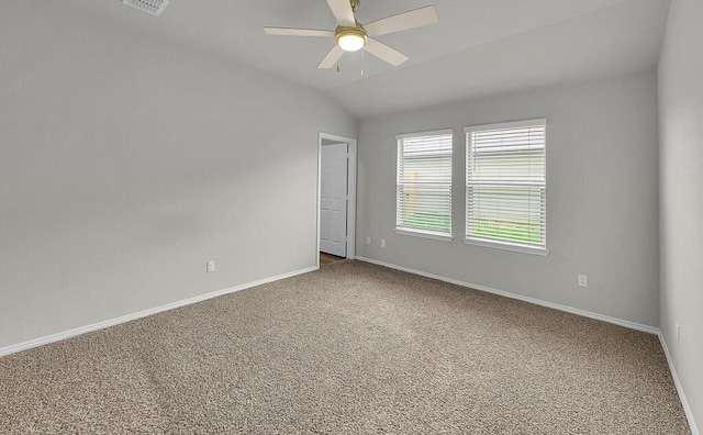 7025 Canadian Dr, Waco, TX 76633 - carpeted empty room featuring baseboards, a ceiling fan, and vaulted ceiling