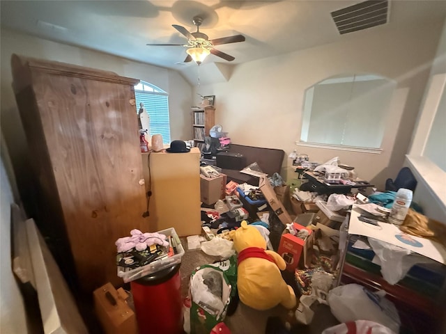 misc room featuring ceiling fan