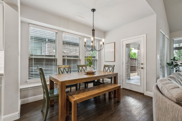 4138 Sanders Dr, Celina, TX 75009 - dining room featuring baseboards, a chandelier, and dark wood finished floors