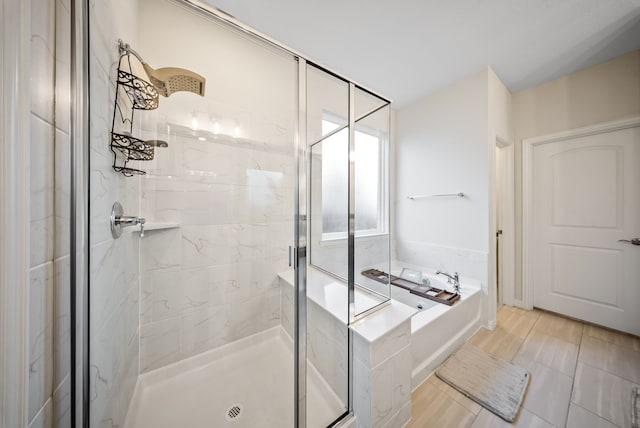 9517 Sunset Ln, Oak Point, TX 75068 - full bathroom featuring a shower stall and a garden tub