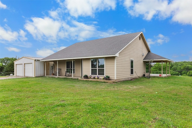 677 County Road 4027, Savoy, TX 75479 - view of front of house featuring a front yard, driveway, a shingled roof, and a detached garage