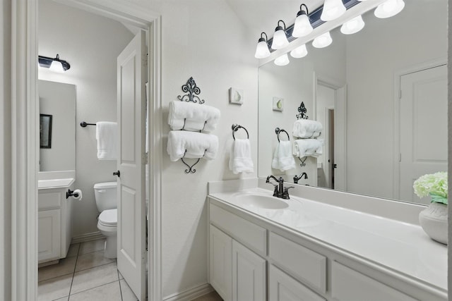 3002 Spring Hill Ln, Highland Village, TX 75077 - bathroom with vanity, toilet, and tile patterned flooring