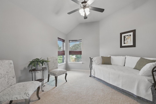3002 Spring Hill Ln, Highland Village, TX 75077 - carpeted bedroom featuring baseboards, vaulted ceiling, and a ceiling fan
