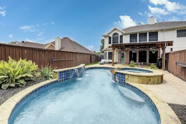 4205 English Ivy Dr, Mckinney, TX 75070 - view of pool featuring a fenced backyard, a patio, and a pool with connected hot tub