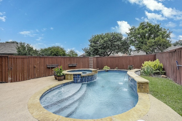 4205 English Ivy Dr, Mckinney, TX 75070 - view of swimming pool with a fenced backyard, a pool with connected hot tub, and central AC