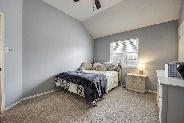 4205 English Ivy Dr, Mckinney, TX 75070 - bedroom with lofted ceiling, light colored carpet, ceiling fan, and baseboards