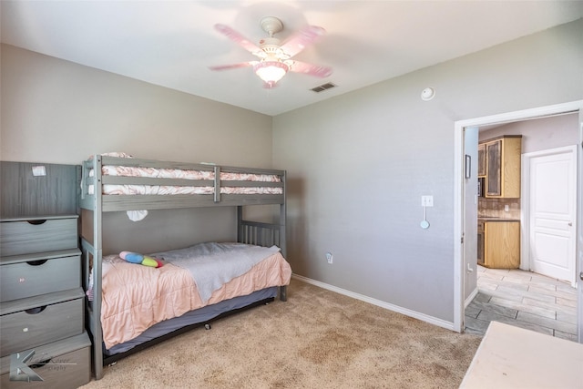 109 Fry Blvd, Tuscola, TX 79562 - bedroom with light carpet, baseboards, and ceiling fan