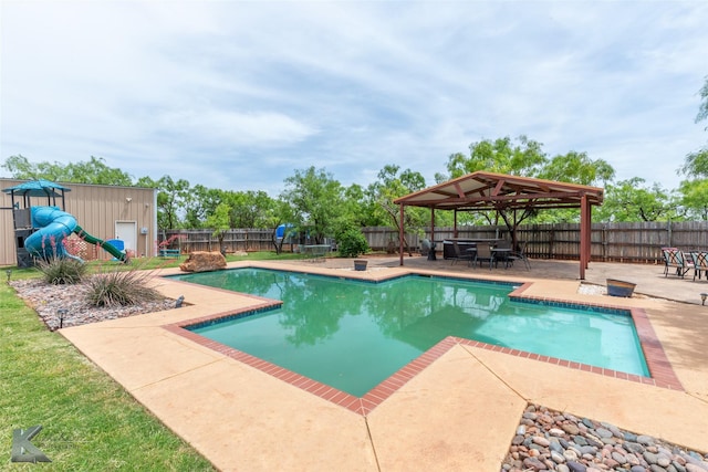 109 Fry Blvd, Tuscola, TX 79562 - view of swimming pool featuring a gazebo, a patio area, and a fenced backyard
