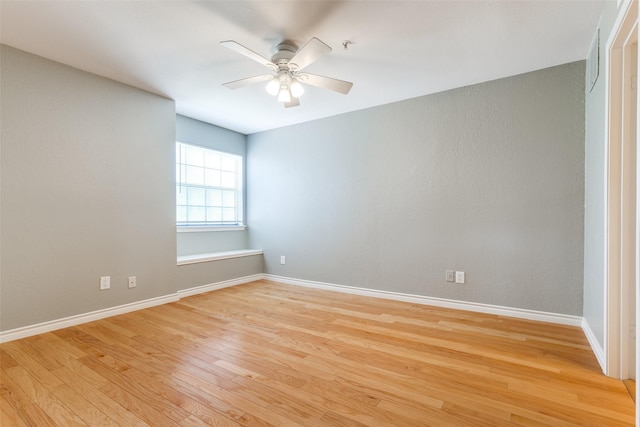 6000 Auburndale Ave Unit E, University Park, TX 75205 - spare room featuring light wood-style floors, baseboards, a ceiling fan, and fire sprinkler in ceiling