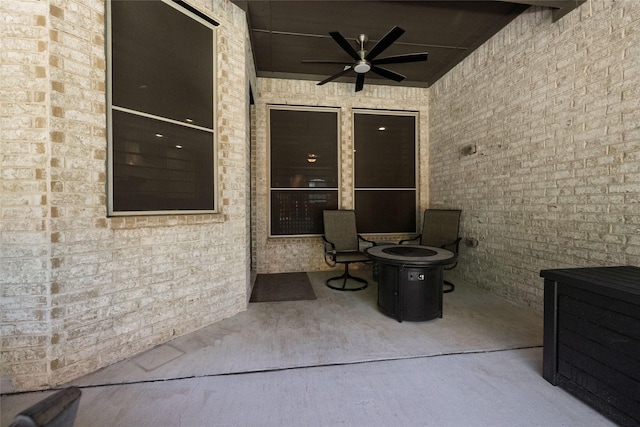 1100 Whisper Willows Dr, Fort Worth, TX 76052 - view of patio / terrace with ceiling fan and a fire pit