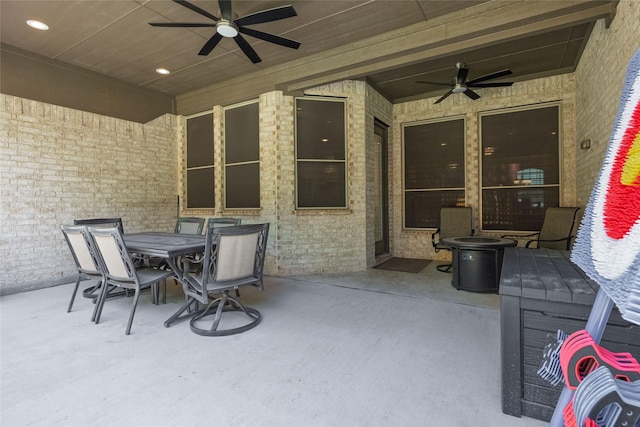 1100 Whisper Willows Dr, Fort Worth, TX 76052 - view of patio featuring ceiling fan and outdoor dining area