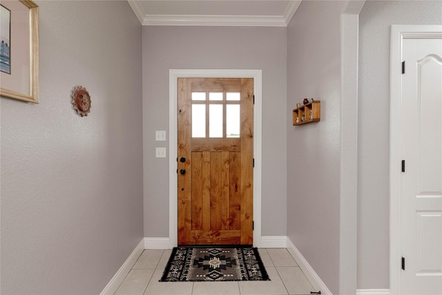 140 Pine Rd, Poolville, TX 76487 - entryway with baseboards, ornamental molding, and light tile patterned flooring