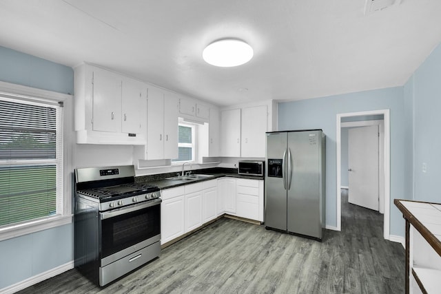 121 Chowning Dr, Desoto, TX 75115 - kitchen with stainless steel appliances, under cabinet range hood, a sink, and light wood-type flooring