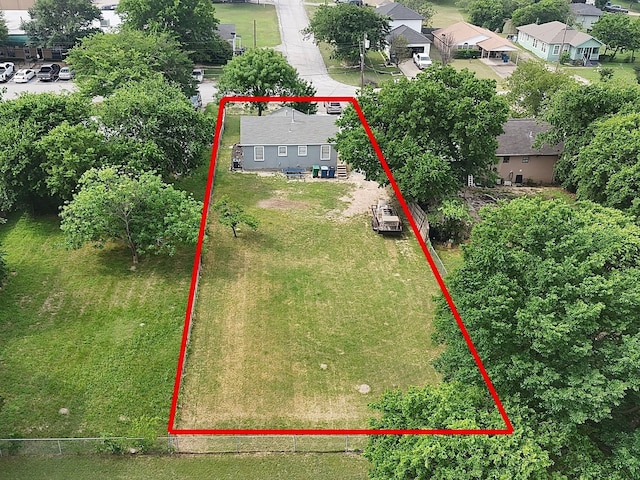 121 Chowning Dr, Desoto, TX 75115 - aerial perspective of suburban area with property parcel outlined