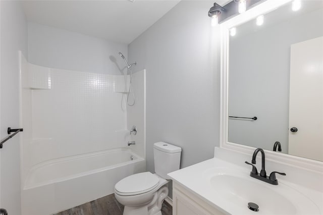 8537 Star Thistle Dr, Fort Worth, TX 76179 - full bath featuring toilet, wood finished floors, shower / bath combination, and vanity