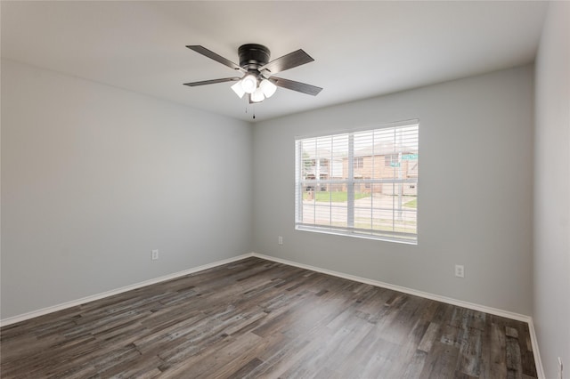 8537 Star Thistle Dr, Fort Worth, TX 76179 - unfurnished room with dark wood-style flooring, baseboards, and ceiling fan