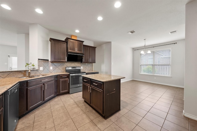 5541 Wisdom Ct, Waco, TX 76708 - kitchen featuring stainless steel range with electric stovetop, dishwashing machine, a sink, extractor fan, and healthy amount of natural light