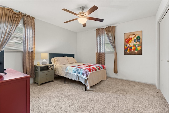 1247 Wedgewood Dr, Cleburne, TX 76033 - carpeted bedroom with multiple windows, a closet, an office area, and a ceiling fan