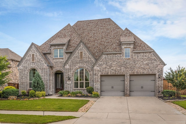 2216 Richmond Park Ln, Prosper, TX 75078 - view of front facade with brick siding, driveway, a shingled roof, and a garage