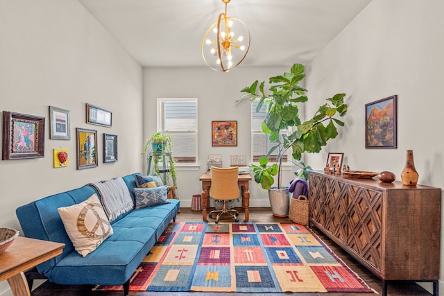 14344 Walsh Ave, Fort Worth, TX 76008 - living room with a chandelier and wood finished floors