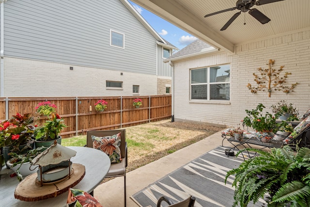 14344 Walsh Ave, Fort Worth, TX 76008 - view of patio with a fenced backyard and a ceiling fan