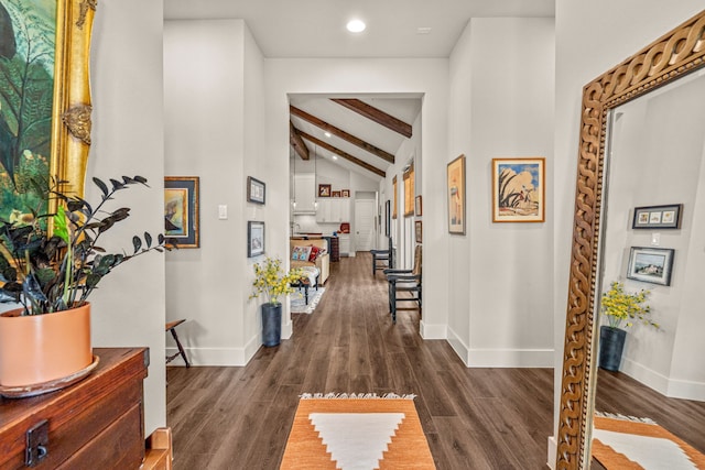 14344 Walsh Ave, Fort Worth, TX 76008 - corridor with baseboards, dark wood-style flooring, and recessed lighting